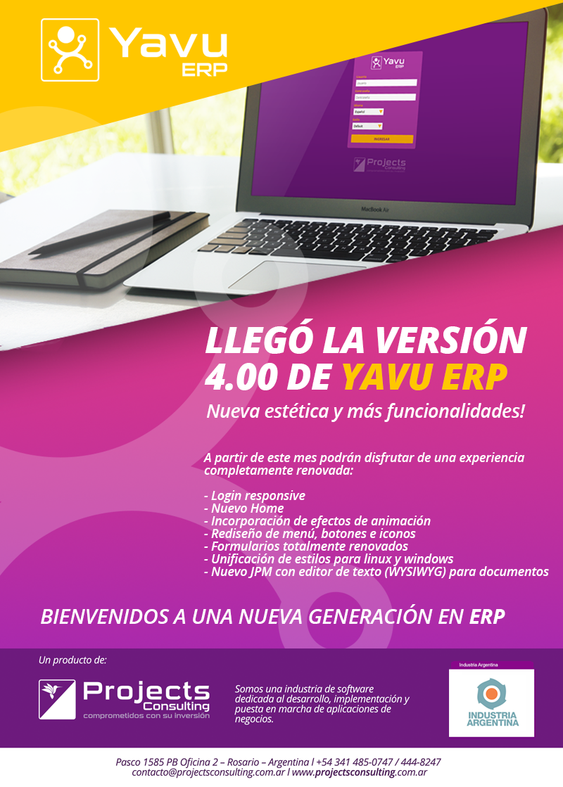 Llego la version 4.00 yavu erp